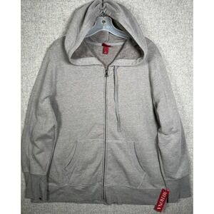 NWT Merona Womens Plus 2 Hoodie Heather Gray‎ Zip Sweatshirt Long Sleeve Pockets